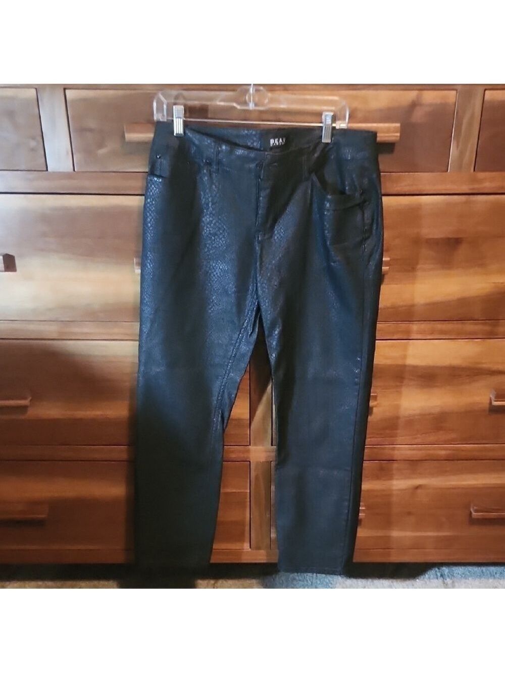 Black Straight Leg Python Jeans Classic Style Casual Size 12